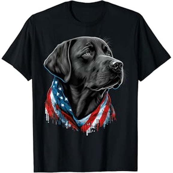 USA 4th Of July black Patriotic American Labrador Retriever T-Shirt, Unisex Cotton T-Shirt, Sizes S-5XL