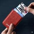 thumbnail image 4 of Cartera Wallet Alcantara Gamuza Suave Para Iphone Magsafe Gris Rojo., 4 of 4