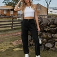 thumbnail image 3 of Hvyesh Womens Cargo Pants High Waisted Wide Leg Casual Pants Streetwear Trousers, 3 of 6