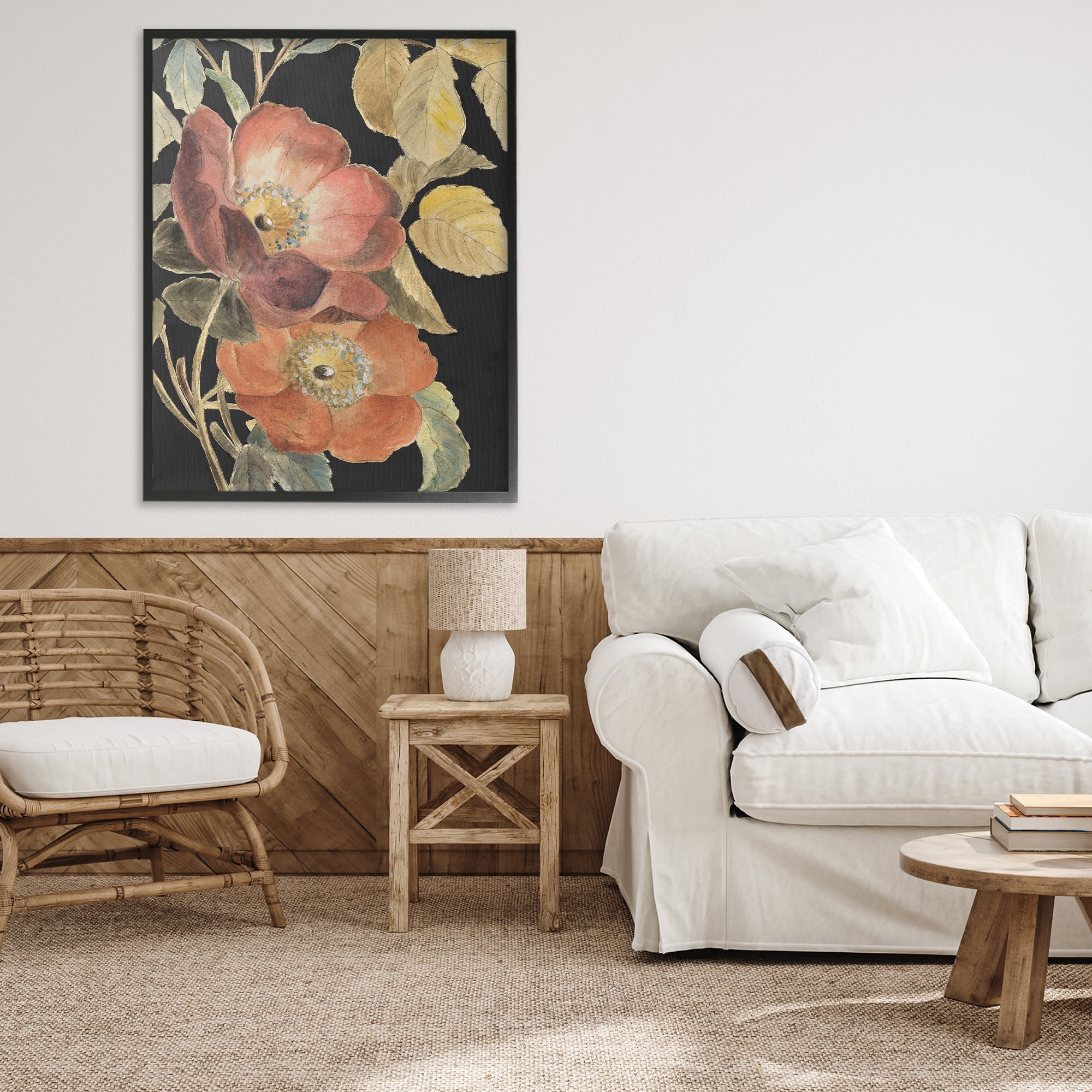 Stupell Industries Red Flower over Black Black Framed Giclee Art, design by Lanie Loreth