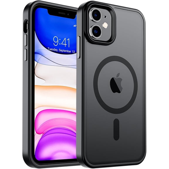Magnetic for iPhone 11 Case [Compatible with MagSafe] [10 FT Military Grade Drop Protection] Slim Translucent Matte Shockproof with Anti-Fingerprint Phone Case,Matte Black