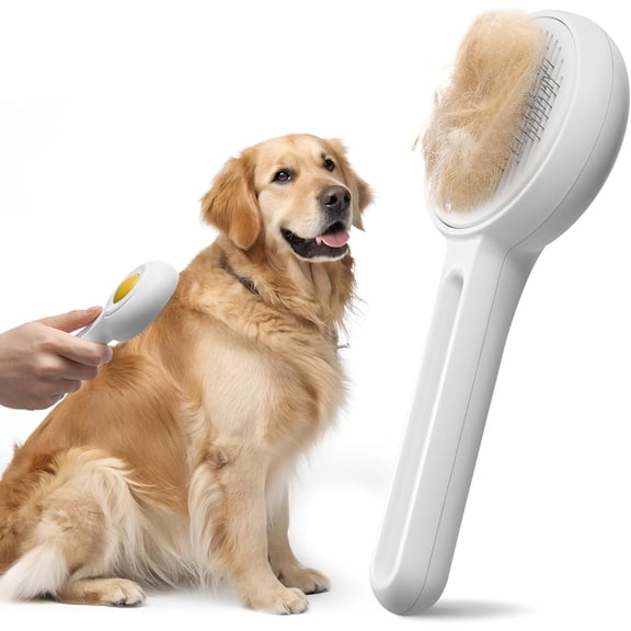 Self Cleaning Slicker Cat & Dog Brush - Skin Friendly Shedding Grooming Tool for Pets, Pet Supplies Accessories, Deshedding Comb for Short Long Haired Kittens, Massage Function to Removes Loose Fur