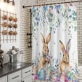 thumbnail image 4 of Shower Curtain, Easter Cute Rabbit Spring Floral Waterproof Shower Curtain Set with Hooks for Bathroom Showers,Stalls and Bathtubs,72x72In Colorful Eggs Flower Plant, 4 of 9