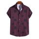 thumbnail image 2 of Blusa informal de manga corta con estampado de rayas playeras y botones para hombre Pompotops oipoqjl27774, 2 of 9