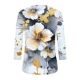 thumbnail image 6 of Womens Slim Fit T-shirts 3/4 Sleeve Crewneck Plus Size Y2k Crop Tops Graphic Base Tee Shirt S-3X Casual Spring (2XL, Gray|Flower), 6 of 6