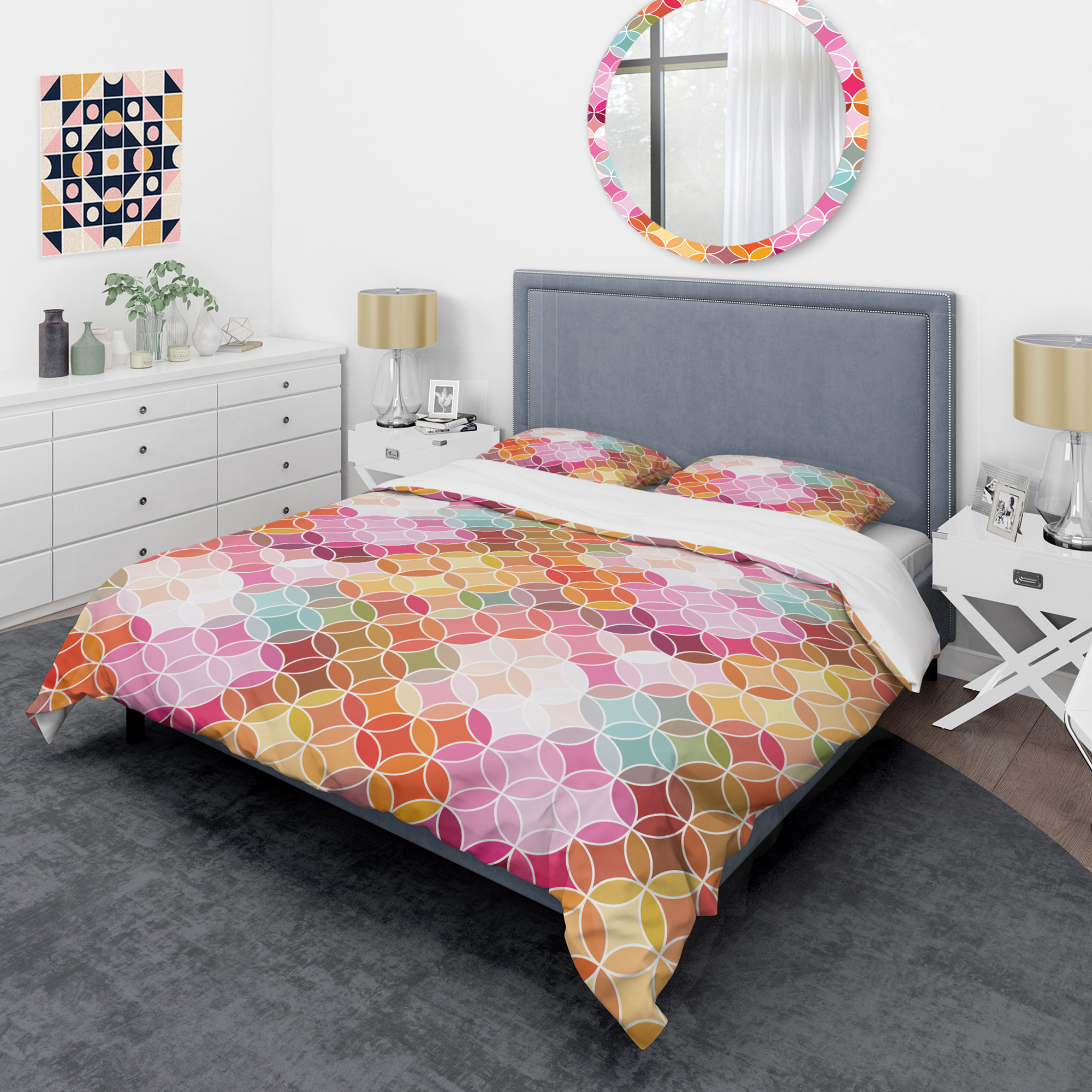 Designart 'Geometrical Retro Design II' Mid-Century Modern Duvet Cover Set