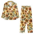 thumbnail image 4 of SCRAWLGOD Sunflower Womens Pjs Sets Long Sleeve Sleepwear for Women Button Up Pajama Sets Size 3XL V-Neck 2 Piece Lounge Lightweight Women's Pj with Pockets, 4 of 7