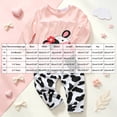 thumbnail image 4 of xaweyi Toddler Girls 2 Piece Cartoon Cow Outfit Set, Long Sleeve Print Top Cow Spotted Pants Soft Baby Clothing Set Size 6-9 Months, 4 of 9