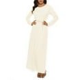 thumbnail image 3 of Alvivi Womens Solid Muslim Prayer Dress Arabian Long Sleeve Islamic Abaya Robe Nude S-M, 3 of 5