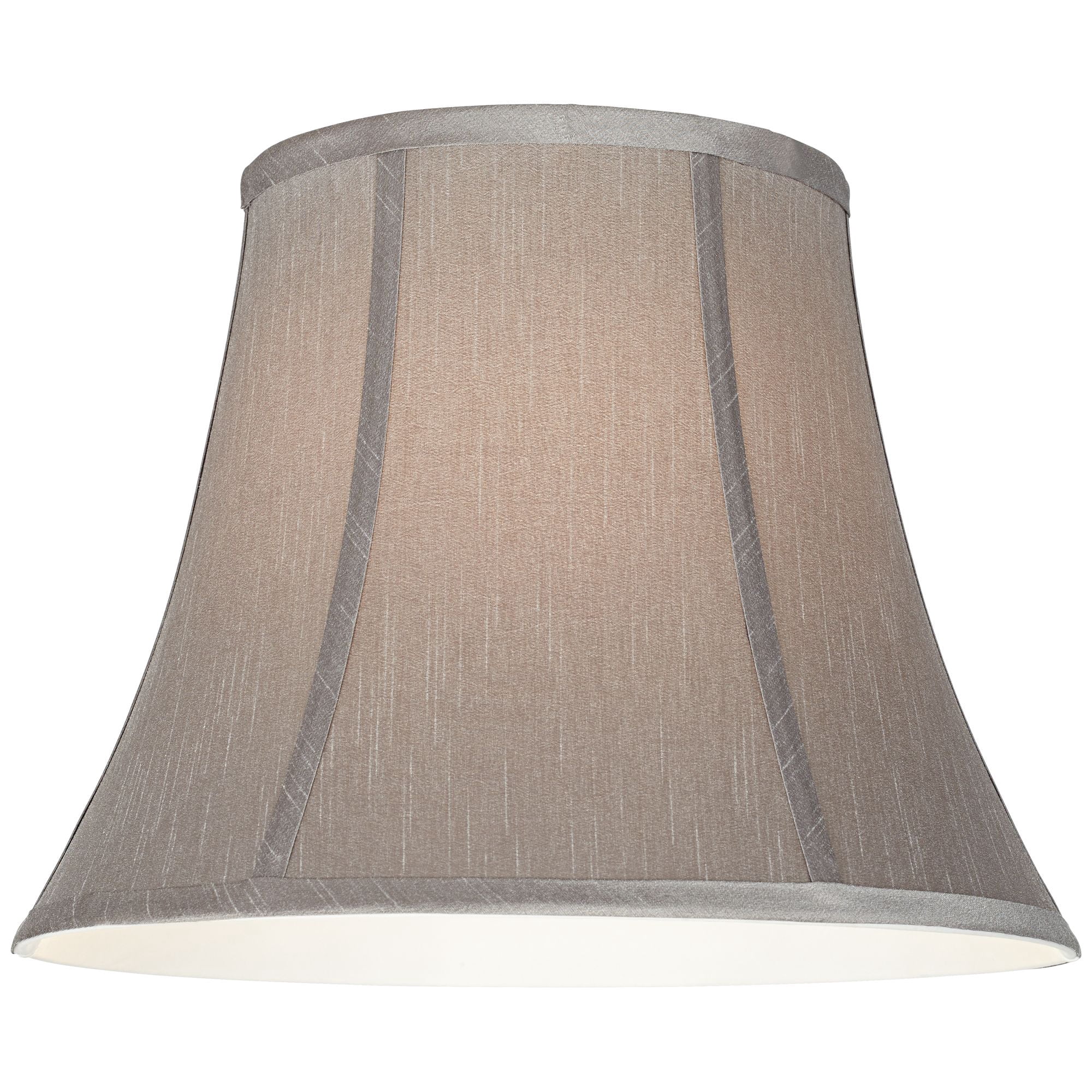 Springcrest Collection Set of 2 Softback Round Bell Lamp Shades Pewter Gray Medium 8" Top x 14" Bottom x 11" Slant Spider with Harp and Finial Fitting