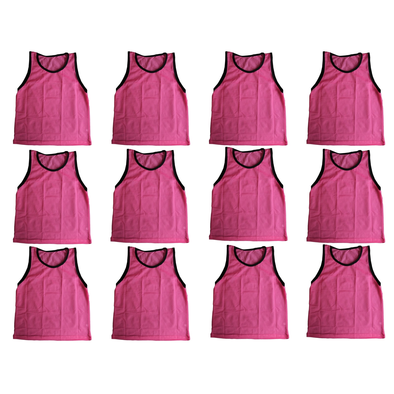 12 GIRLS PINK Scrimmage VESTS Training Pinnies Soccer Softball size YOUTH NEW! 
