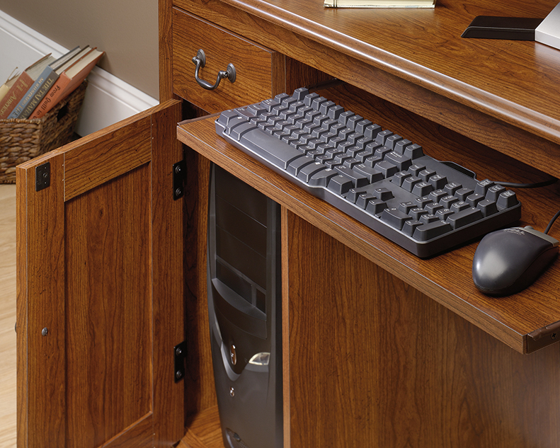 Sauder Camden County Computer Desk w/Hutch, Planked Cherry Finish - image 5 of 6