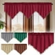thumbnail image 1 of Cortina corta de diseño triangular verde | Panel de cortinas de tela de poliéster con flecos decorativos | Tapa de bolsillo para caña | 130x60 cm | Ligero de 125g para cocina, salón, dormitorio, 1 of 7