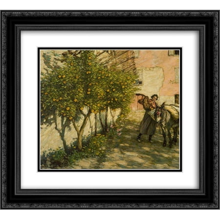 Henry Herbert La Thangue 2x Matted 22x20 Black Ornate Framed Art Print 'Gathering Oranges'