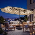 thumbnail image 2 of Outsunny Parasol de Patio Double Face de 15 Pi, Parasol d'Extérieur avec Base, Kaki, 2 of 10