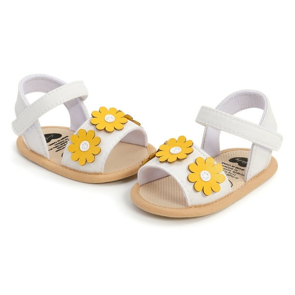 Uccdo Infant Baby Girls Summer Flower Sandals Flats Newborn Soft Sole First Walker Dress Shoes 0-18M