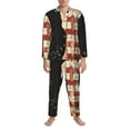 thumbnail image 3 of Gaeub Wood Grain Bald Eagle Mens Pajamas Set Mens Sleepwear with Long Sleeve Top & Bottoms PJs-Small, 3 of 7
