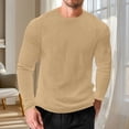thumbnail image 5 of Ceisia Men's Loose Fit Solid Color Long Sleeve Waffle Texture T-Shirt Soft Stretchy Casual Home Gym Top Khaki XXL Gifts, 5 of 5