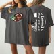 thumbnail image 2 of Tops Cortos para las Mujeres, Doble Cara Impreso Cuello Redondo Gota Hombro Camiseta, Top Estirable Casual, 2 of 5