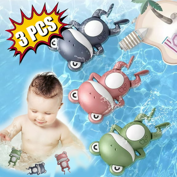 KOYPTL 3pcs Baby 6-12 Months Bath Toys,Frogs Floating Wind‑Up Bathtub Toys for Toddlers Infant 4-18 Months,Clockwork Swimming Shower Game Toy,Bathtub Toy for Boys Girls Christmas Birthday Water Party