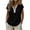 Black, variant on Women's V-Neck Tee Shirt New Women's Linen V Neck T-Shirt, Lace Patchwork Pullover Cop Sleeve Tops, Summer Lightweight Loose Fits Casual Tops
