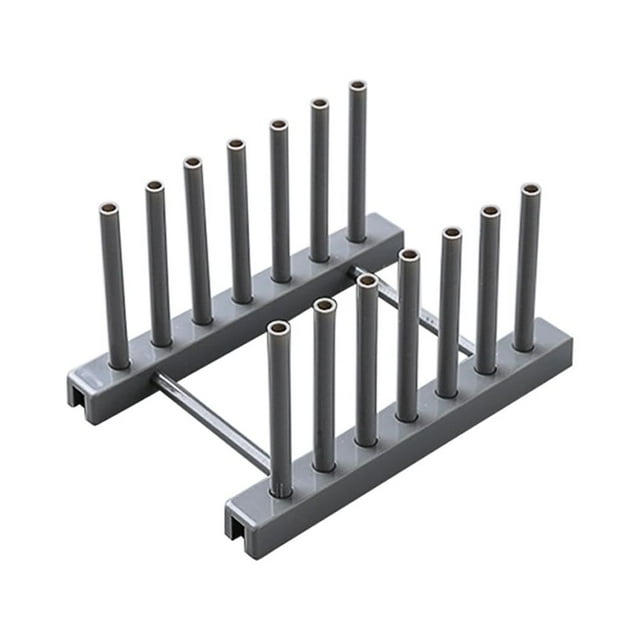 Escurridor de platos de plástico, soporte para platos, tapa de olla, organizador de tapas (gris)
