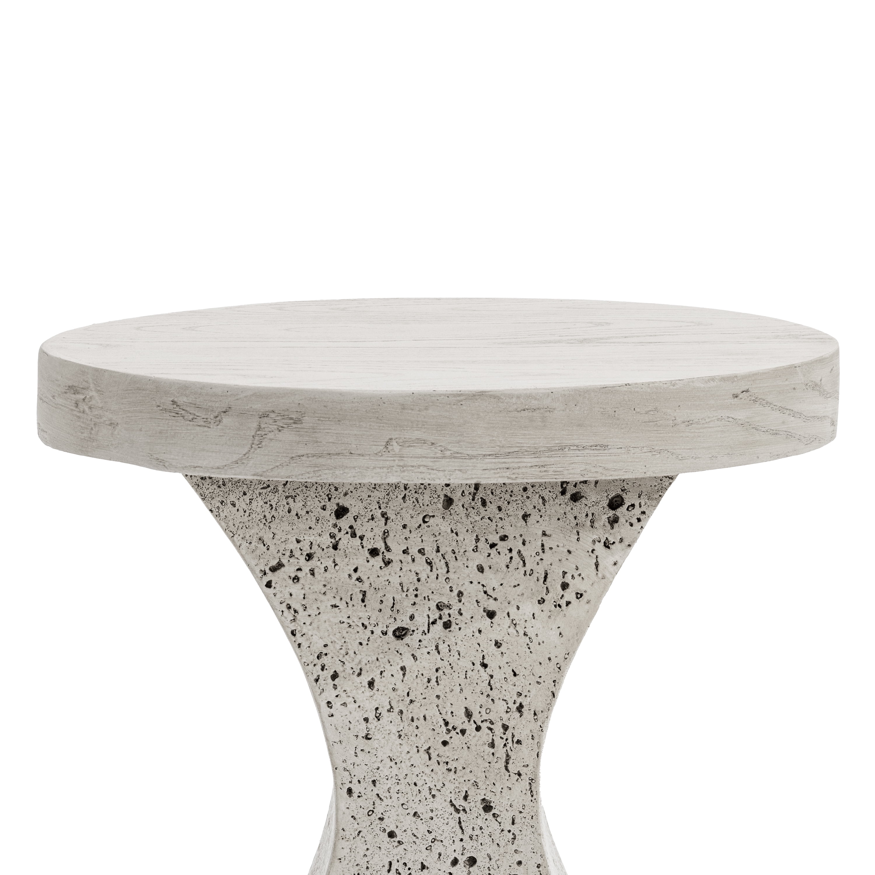 Hourglass MGO Side Table–Waterproof, Fireproof, Sturdy & Textured–No Assembly Required，Ivory Oak Travertine