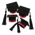 thumbnail image 4 of PAMINGONO Red Mini Graduation Cap Decor Felt Fabric Wine Bottle Decoration 4Pcs 2.2*2.2*1.4in, 4 of 11