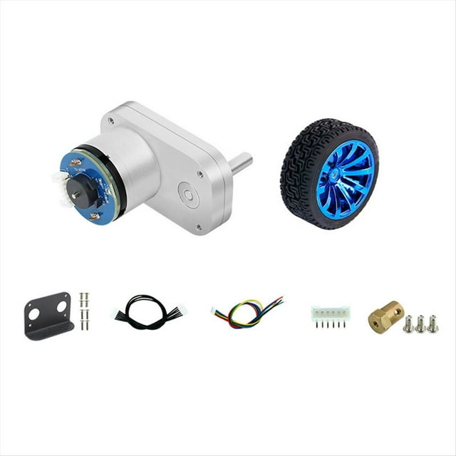 Motor Reductor de CC con Codificador Tipo L y Engranajes Totalmente Metálicos, Mejor Antiinterferencia Magnética para Chasis de Vehículo con Ruedas Kit B