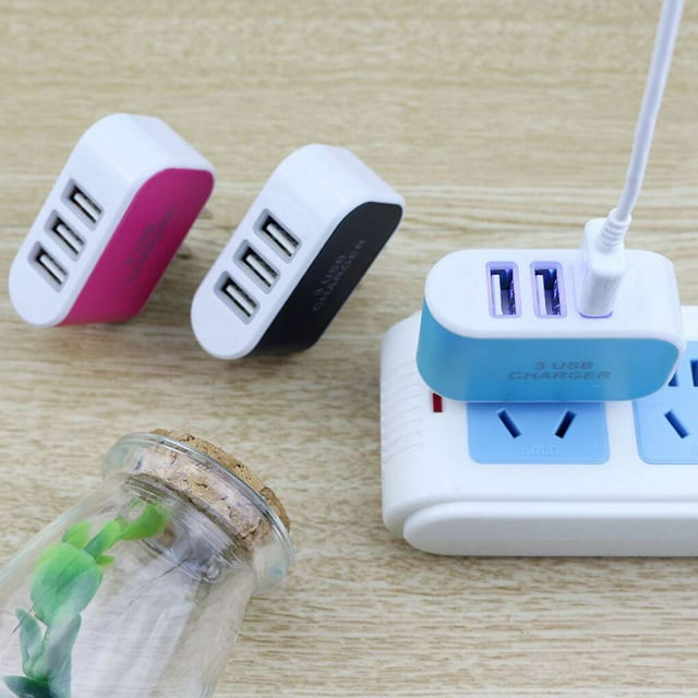 Universal Candy Color 3 USB Multi-Port Wall adapter ; USB power Charger US Plug Wall Adapter Cube Block AC 110-220V 5V