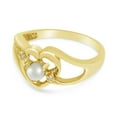 thumbnail image 3 of 10k Yellow Gold Freshwater Cultured Pearl And Diamond Heart Ring, 3 of 6