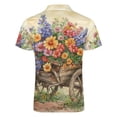 thumbnail image 5 of Wheelbarrow with Flowers Men Zipper T-shirt Summer Casual Short Sleeve T-shirt Top, 5 of 7