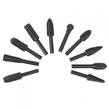 

10pcs Rotary Burr Set Electric Rasp File for Woodworking Carving Tool 1/8in Shank