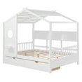 thumbnail image 2 of TAORUIFANG Lit Cabane en Bois Format Double avec 2 Tiroirs, Lit pour Enfants avec Tablette de Rangement, Blanc, 2 of 14