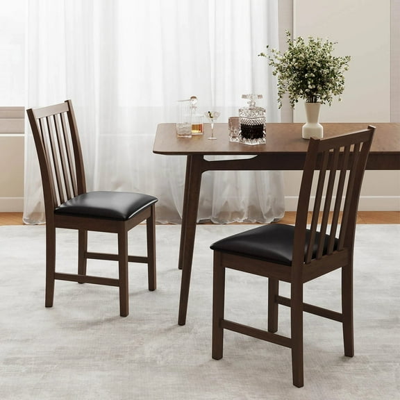 Auranook Wooden Dining Chair Set of 2 w/Rubber Wood Frame, Padded Seat, Curved Back