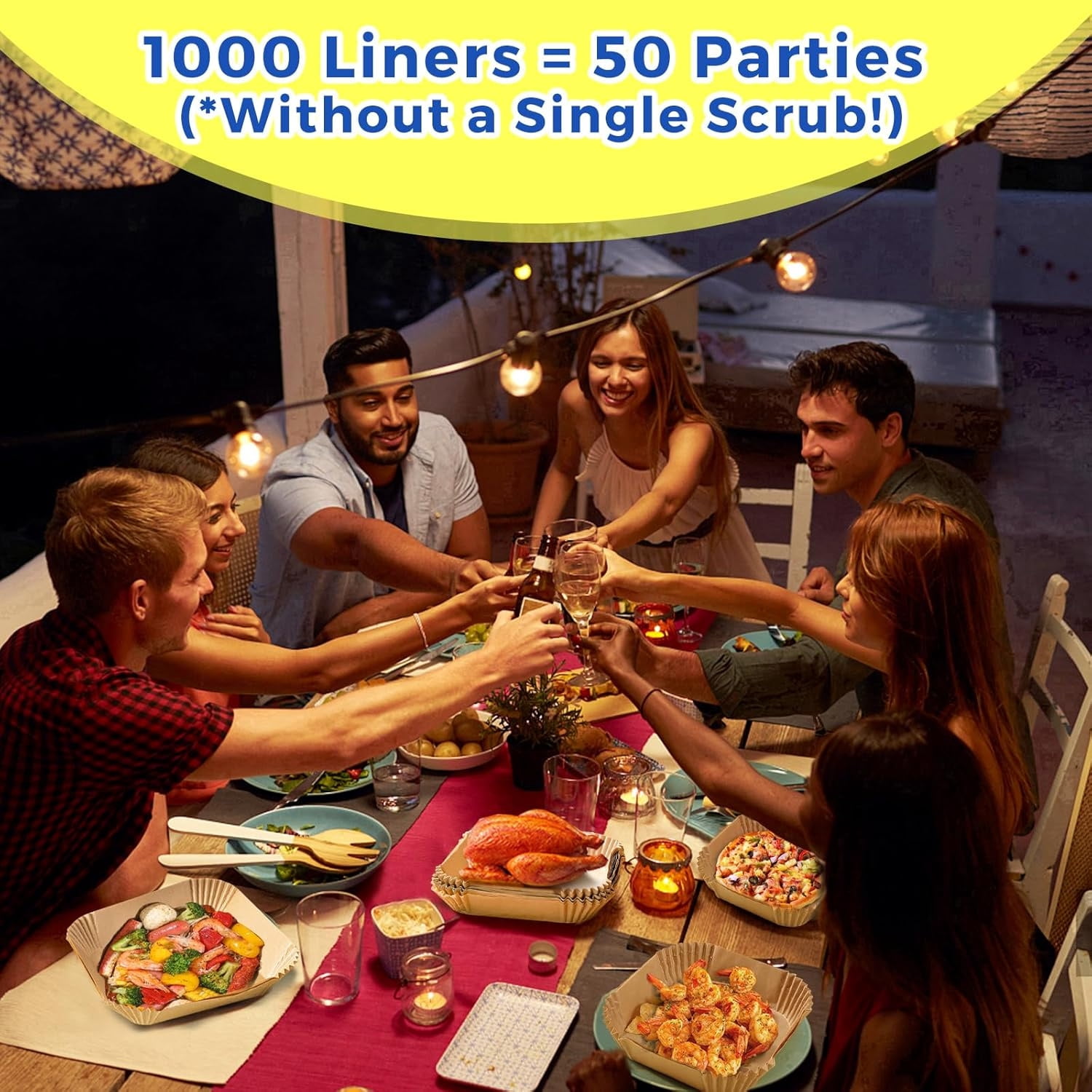 1000 Pcs Air Fryer Paper Liners, 8" Square Air Fryer Liners Disposable, Heavy-Duty Parchment Paper for 5-8 qt Airfryer Basket, Non-Stick & Grease-Proof Baking Liner for Oven Pan