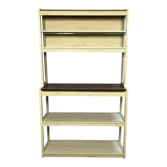 39.37" White and Rustic Brown Color 5-Tier Bakers Rack for Kitchen with Storage,Coffee Bar,Kitchen Shelves,Microwave Stand,Brown White Particle Board Kitchen Baker'S Racks