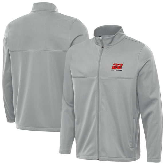 Men's Antigua Gray Joey Logano Links 2 Full-Zip Golf Jacket