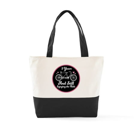 CafePress – 5Th Anniversary – Two Tone 100% Cotton Zipper Tote Bag