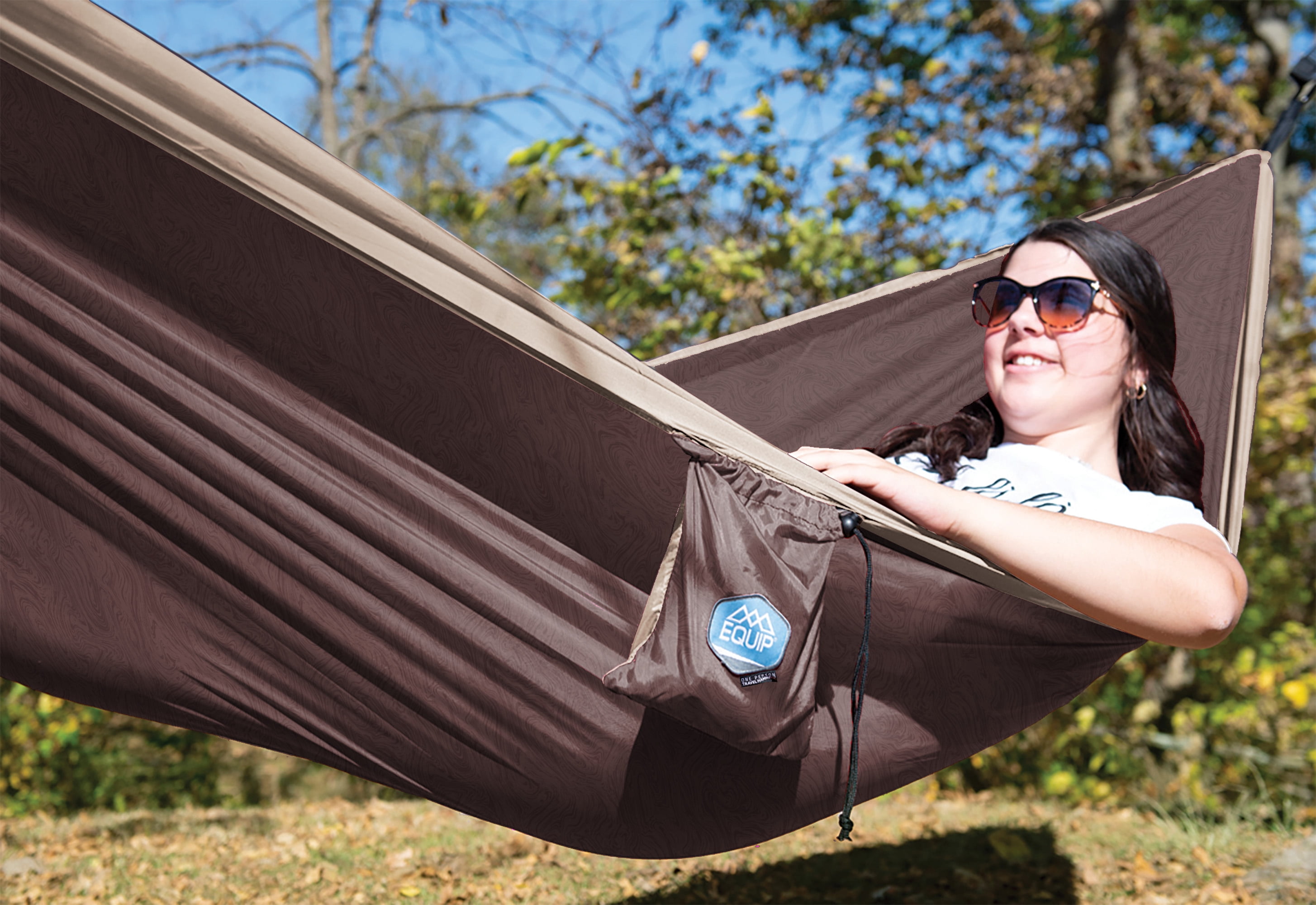 Equip 1P Travel Hammock 1-Person Camping Hammock, Cocoa & Stone