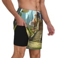 thumbnail image 2 of KLL Cute Mushroom Town A for Mens Swim Trunks Quick Dry Swim Shorts with Built-in Compression Liner Funny Swimwear Bathing Suits-3X-Large, 2 of 6