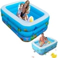thumbnail image 1 of Inflatable Pool for Kids, 59" x 43" x 20" Higher Swimming Pool, Large Pool of PVC, Three Ring Airbag Toddler Pool with Cartoon Pattern, Thickened Kids Pools for Backyard, Garden or Indoor, 1 of 8