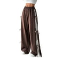 thumbnail image 3 of VNKIDY Women's Casual Pants Solid Color Side Bow Wide Leg Pants Elastic Waisted Stylish Design Soft Fabric Trousers For Casual Daily Outdoor Leisure Activities Fashionable Trousers, 3 of 9