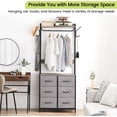 thumbnail image 2 of Homhougo Clothes Rack With 6 Drawers, Storage Organizer With Metal Frame and Wooden Top Industrial Garment Rack With Hanging Rods & 4 Side Hooks Adjustable Wardrobe Storage Closet for Bedroom, Grey, 2 of 9