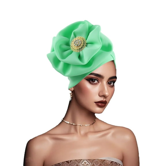 SERTG Women's Hat Fashion Soft Trendy Air Layer Side Panel Flower Indian Hat Cap Top Hat(Mint Green,Free Size)