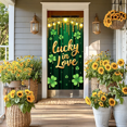 thumbnail image 5 of Lucky in Love Clover Vertical Event Wall Backdrop Decoration Wedding Party Home Decor Signage Photo Background Banner Romantic Green Gold Dripping, 5 of 5