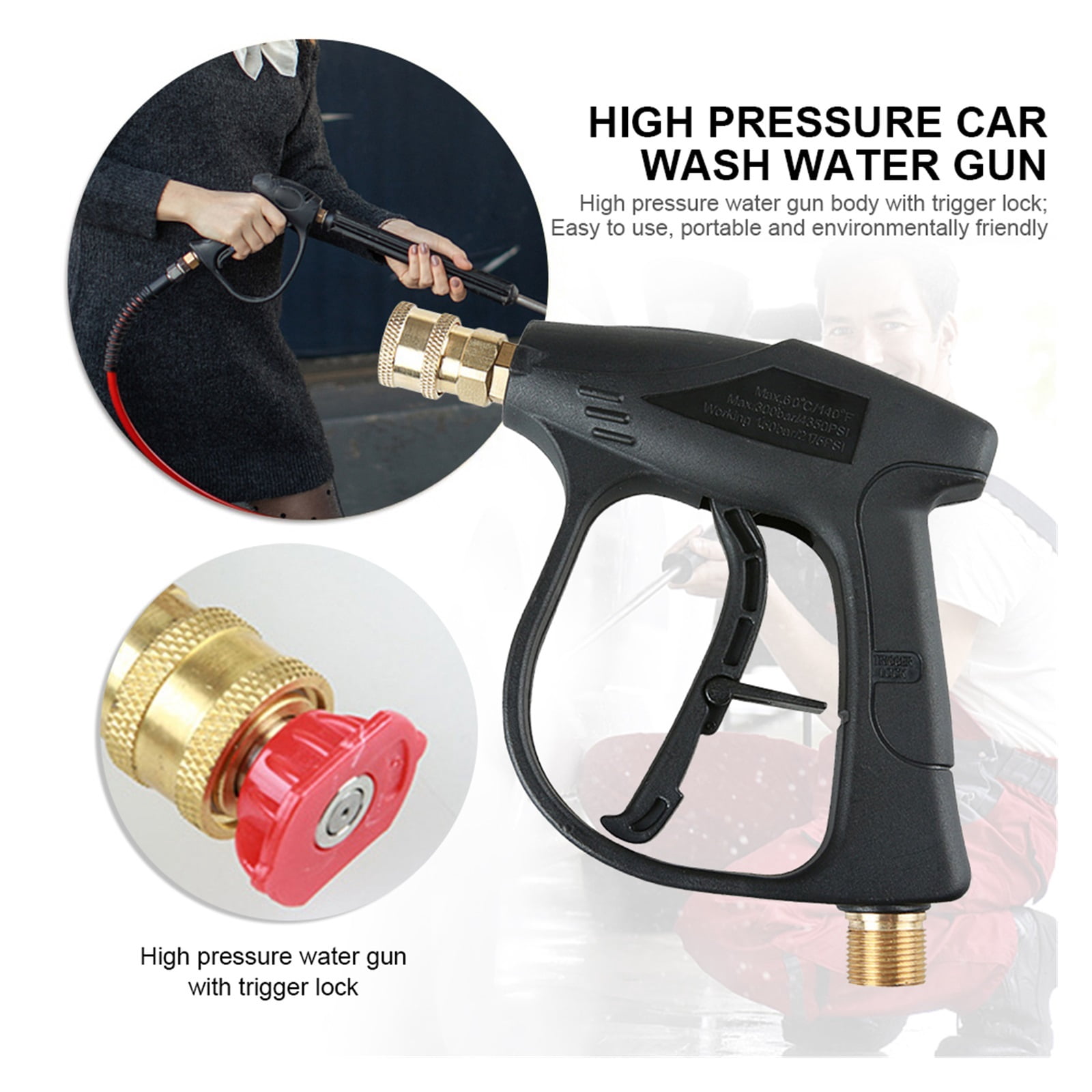 High Pressure Water Gun 220bar Foam PA Kettle Plastic Metal Portable For Car Truck Motorcycle Floor For Window Cleaning
