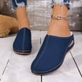 thumbnail image 5 of House Slippers Gifts for Women Winter Slippers for Indoor And Outdoor Cozy Faux Lined Shoes with Sloped Heel Comfortable Warm Soft Sole Navy 6, 5 of 6