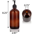 thumbnail image 2 of 16 oz AMBER Boston Round Glass Bottle - w/ Black Pump - pack of 2, 2 of 6