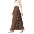 thumbnail image 6 of Womens Multilayer Ruffle Tulle Skirt Sweet Pleated Highs Waist Maxi Skirt Fairys Cake Dress Long Tutus Party Skirt Gifts, 6 of 8